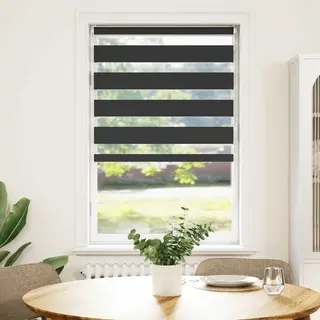 Zebra Blind Black 80x150 Cm Fabric Width 75.9 Cm Polyester Vidaxl