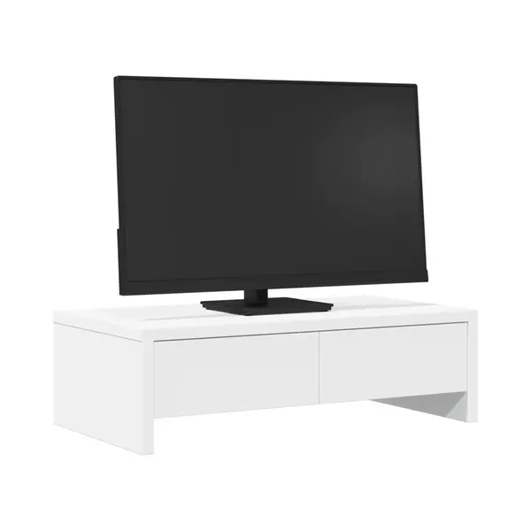 Vidaxl - Monitor Stand With Drawers White 50x27x15 Cm Engineered Wood thumbnail