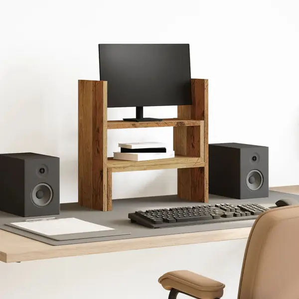 Desk Organiser Adjustable Old Wood 40x17x41 Cm Engineered Wood Vidaxl thumbnail