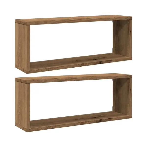 VidaXL Wall Cube Shelves - Floating Wall-mounted Shelf Set - Artisan Oak - Engineered Wood - Modern Storage Solution For Living Room/bedroom - thumbnail