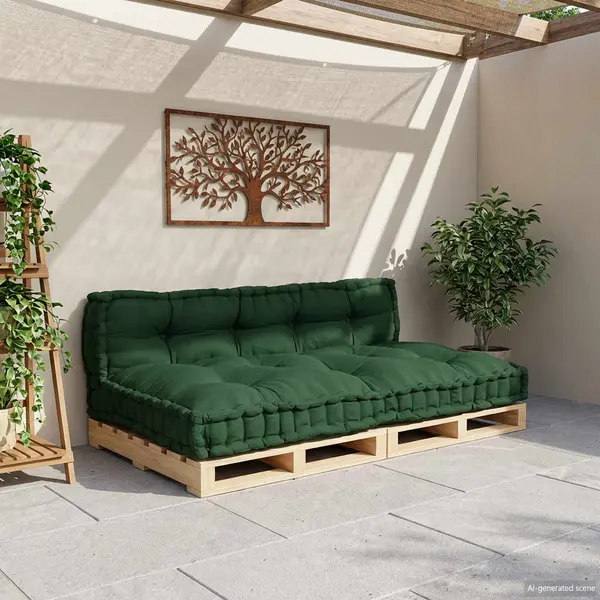 Pallet Sofa Kissen 2 Pcs Grün Stoff Vidaxl thumbnail