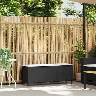 Vidaxl - Gartenbank Mit Kissen Schwarz 110x30x40, 5 Cm Poly Rattan