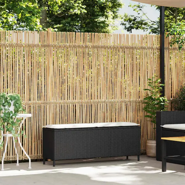 Vidaxl - Gartenbank Mit Kissen Schwarz 110x30x40, 5 Cm Poly Rattan thumbnail
