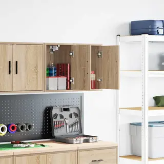 VidaXL Garage Wall Cabinets 2 Pcs - Sonoma Oak Engineered Wood - 30x30x41 Cm - Moisture Storage Solution For Tools & Accessories