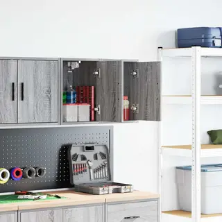 VidaXL Garage Wall Cabinets 2 Pack - Grey Sonoma Engineered Wood Storage For Tools And Accessories - 30x30x41 Cm Durable Cupboards For Garage/Utility