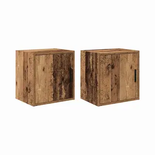 VidaXL Garage Wall Cabinets 2 Pcs - Old Wood Engineered Storage Units For Tools/Accessories - 40x30x41 Cm, Brown - Versatile Garage/Utility Room