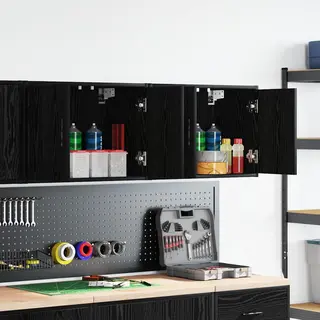 Garage Wall Cabinets 2 Pcs Black Engineered Wood Vidaxl