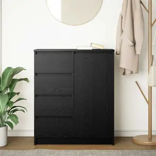 VidaXL Sideboard With Drawers Black Oak Engineered Wood 71x35x84 Cm For Living Room/Office Storage