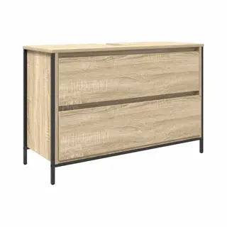 VidaXL Bathroom Basin Cabinet With Drawers - Modern Sonoma Oak Freestanding Vanity Storage Unit 90 X 34.5 X 60 Cm