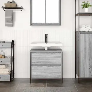 Bathroom Basin Cabinet With Drawers Grey Sonoma 60x34.5x60 Cm Vidaxl