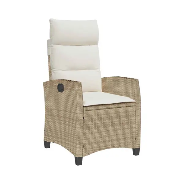 Vidaxl Gartensessel Mit Beistelltisch Verstellbar Beige Poly Rattan thumbnail