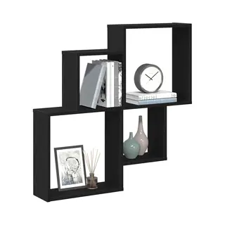 VidaXL Wall Shelf Black Oak 80 X 15 X 78.5 Cm Engineered Wood, Living Room Decor, Modern Rectangular Wall Shelves, Durable Engineered Wood, Practical