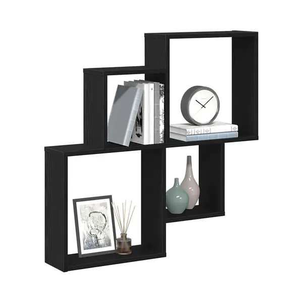 VidaXL Wall Shelf Black Oak 80 X 15 X 78.5 Cm Engineered Wood, Living Room Decor, Modern Rectangular Wall Shelves, Durable Engineered Wood, Practical thumbnail