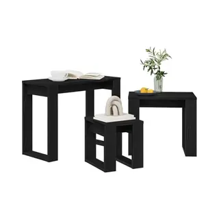 VidaXL Nesting Tables 3 Pcs Black Oak Engineered Wood, Stylish Nesting Table, Modern Living Room Furniture, Space-Saving Accent Tables, Functional
