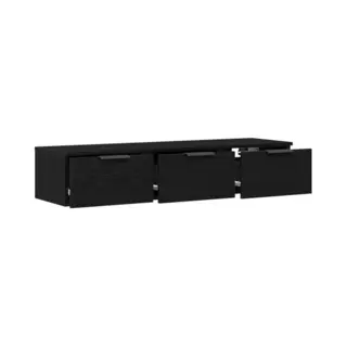 VidaXL Wall Cabinet Black Oak 102 X 30 X 20 Cm Engineered Wood, Modern, Rectangular Wall Cabinet For Living Room, Ample Storage, Contemporary Design,