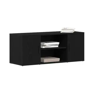 VidaXL Tv Cabinet Black Oak 100 X 35 X 40 Cm Engineered Wood, Modern Living Room, Functional Storage Cabinet, Low Profile Media Console, Stylish Tv