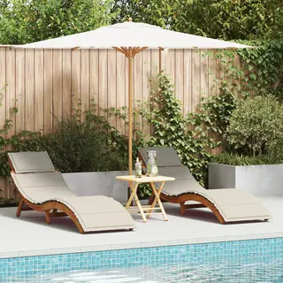 Vidaxl - Sonnenliege 2 Pcs Weiß 184 X 55 X 64cm Massivholz Akazie