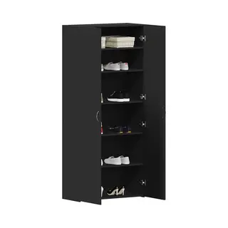 Vidaxl - Shoe Cabinet With Door Black 80 X 35.5 X 180 Cm Engineered Wood