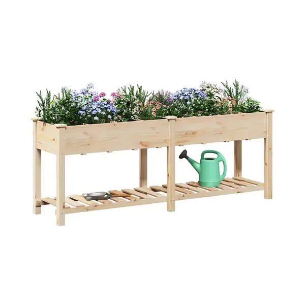 VidaXL Tuin Plantpot Beige 203, 5 X 53 X 76, 5 Cm Massief Vurenhout thumbnail