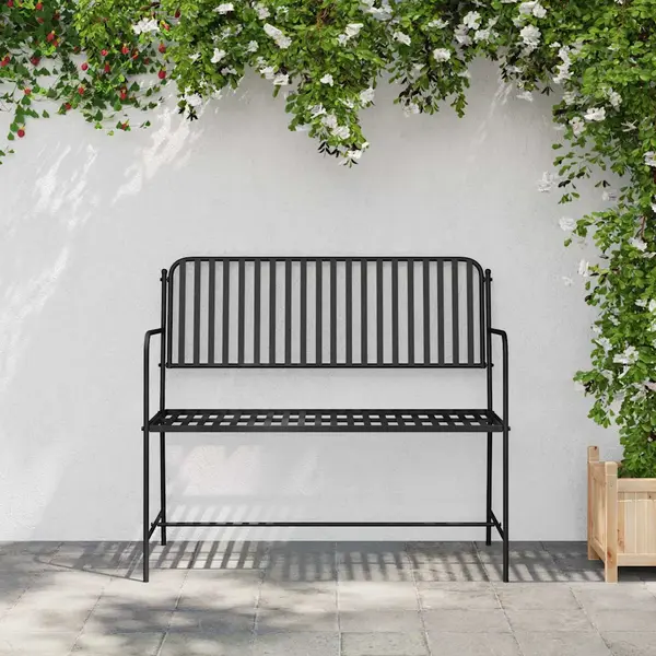 Gartenbank Schwarz Metall Standard Langlebig Gartenbank Vidaxl816415 thumbnail