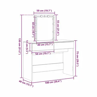 Vidaxl - Dressing Table Black Oak 100 X 40 X 130 Cm Engineered Wood
