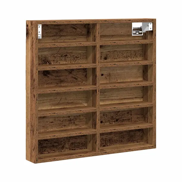 Display Cabinet Old Wood 60 X 8.5 X 58 Cm Engineered Wood Vidaxl thumbnail