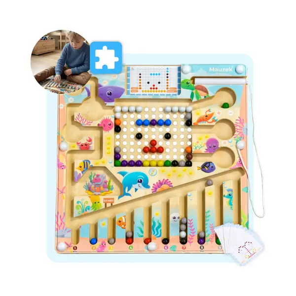 Mauzek® Magnetisch Doolhof Zee – Montessori Speelgoed – Houten Speelgoed – Magneetspel – Sensorisch – Activiteitenbord – Magnetisch – thumbnail