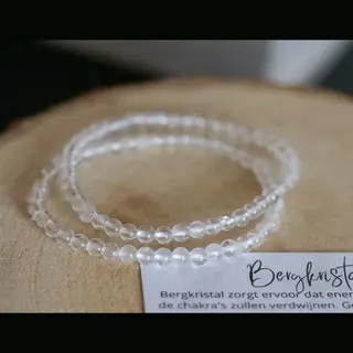 GemsByShy Bergkristal Armband, 4mm - Edelstenen - Perfect Cadeau Voor Vrouwen - Inclusief Uitleg - Spiritueel - Clear Quartz - Zuiverheid - Reiniging - Puurheid