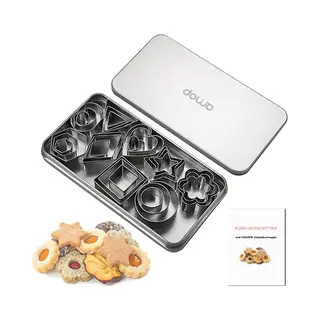 Dowo® - Uitsteekvorm Set - Uitsteekvormpjes - 30 Stuks Uitsteekvormpjes Kerst- Hart- Ster- Bloem- Ronde Cookie Vormen - Rvs - Koekjes - Met