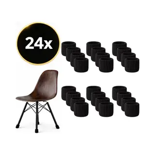 Reqz Products Korte Stoelpoot Sokken Set Van 24 Stuks (Zwart) – Elastische Beschermers – Stoelbeschermer – Stoelsokjes Met Vilt - Stoelpootbeschermers -