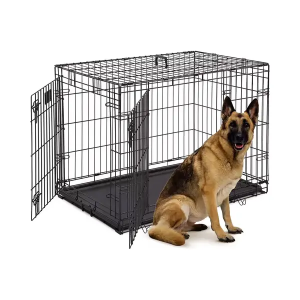 IvoQ Hondenbench Xl - 107x71x77.5cm - Dubbele Deuren - Opvouwbaar - Duurzaam - Zwart thumbnail