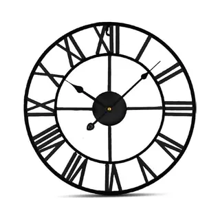 IvoQ Grote Zwarte Wandklok Metaal Met Romeinse Cijfers - Stijlvol Tijdloos Design - 40 Cm