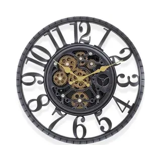 IvoQ Industriële Wandklok Met Bewegende Tandwielen – Stoere Vintage Look – Retro – Perfect Voor Woonkamer, Kantoor En Slaapkamer – Unieke