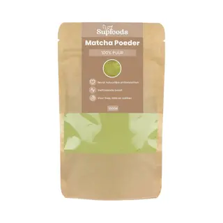 Supfoods Matcha Poeder 100% Puur - 100g - Japanse Matcha Thee - Voor Matcha Latte, Smoothies En Bakken