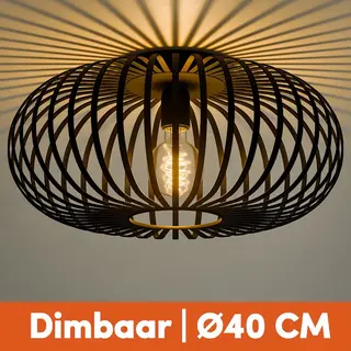 Nolt Plafondlamp Zwart - Plafonniere E27 Lamp - Industrieel - ⌀ 40cm