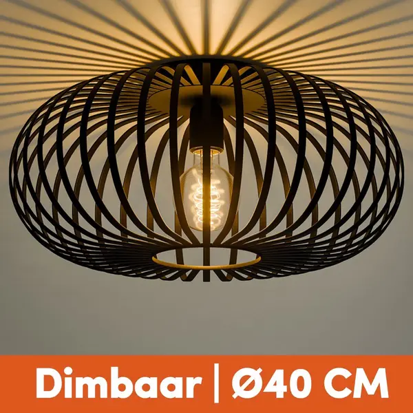 Nolt Deckenleuchte - Deckenleuchte E27 Lampe - Industrial - ⌀ 40cm - Schwarz thumbnail