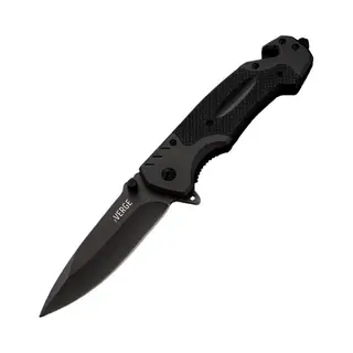 The Verge® Survival Zakmes - Outdoor Mes Met Broekclip - Pocket Knife - Rvs Vouwmes Met Glasbreker - 21.5 Cm - Zwart - Noodpakket - Incl. Luxe