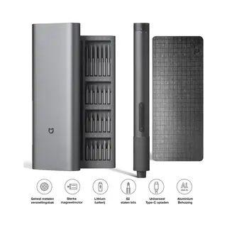 Xiaomi Mi Xiaomi Elektrische Precisie Schroevendraaier - 2 Snelheden - Schroevendraaierset Met Pop-up Aluminium Magnetische Opbergcontainer - 24 X S2 Stalen
