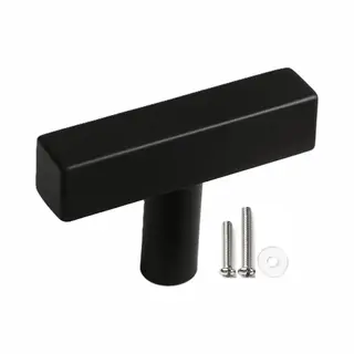 Msqdesign - Kastknop Rvs Zwart T - Kastknoppen Zwart - Deurknopjes Zwart Voor Kast - Deurknop Zwart - T - Deurknopjes Zwart - Handgreep Zwart -