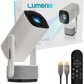 Lumenix® Go - Mini Beamer Met Accu - Voor Ios En Android - Smart Tv Projector - Android 11.0 - WiFi 6 & Bluetooth 5.2 - Thuisbioscoop - Draagbaar En