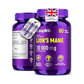 Suplint Lions Mane Mushroom Capsules 10 000mg – Highly Concentrated Extract Hericium Erinaceus 10, 1 – Lab-Tested With Certificate Lions Mane Supplement