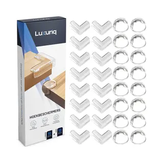 Luxuriq Hoekbeschermers Baby - 32 Stuks - Ronde Vorm + L-Vormig - Transparant - Tafelhoek Beschermers Kind - Bpa-vrij & Veilig