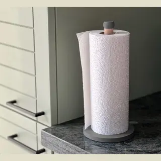Home 3D® - Keukenrolhouder Grijs – Houten Staande Rollenhouder – Gemaakt En Ontworpen In Nederland