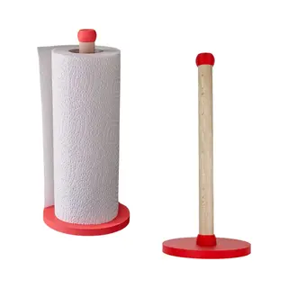Home 3D® - Keukenrolhouder Rood - Houten Staande Rollenhouder - Gemaakt En Ontworpen In Nederland