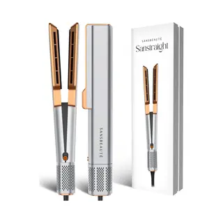 Sansbeauté Sanstraight Glätteisen - 2-in-1 Airstraight - Inkl. Haartrockner - 80℃ Bis 140℃ - Weiß/Gold