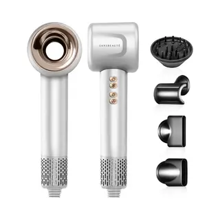 Sansbeauté® Föhn Met Diffuser - Krullen - 110.000RPM - Ionische Haardroger Met Borstel - 4 Opzetstukken – Reisföhn - Krul Feun Set - Sèche