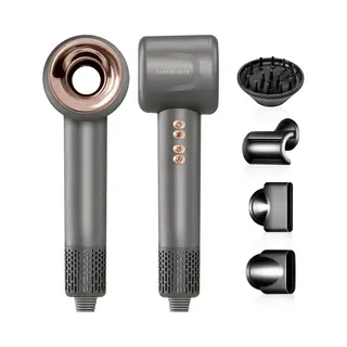 Sansbeauté® Föhn Met Diffuser - Krullen - 110.000RPM - Ionische Haardroger Met Borstel - 4 Opzetstukken – Reisföhn - Krul Feun Set - Sèche