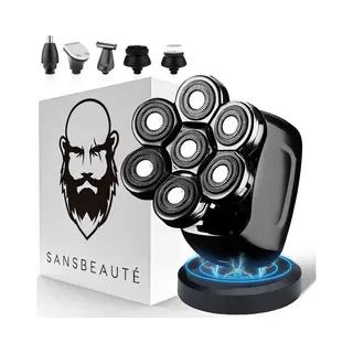 6-in-1 Scheerapparaat Mannen – Trimmer - Tondeuse - Sansbeauté® SkullSharp Pro - Electric Face & Head Shaver - Hoofd Kaal Scheren – Nat & Droog