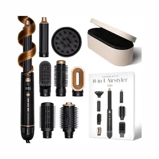 Sansbeauté® 8-in-1 Airstyler Met Diffuser En Opbergdoos - Multistyler - Föhnborstel Kort Haar - Haarkruller - Haarstyler - Haardroger -