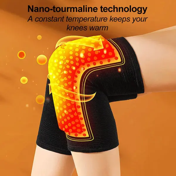 Xl Zelfverwarmende Kniebrace 2 Stuks - Tourmaline Knieondersteuning - Infrarood Kniebeschermers - Warmte Kniebanden - Zwart - Voor 80kg-100kg - Nieuwe thumbnail